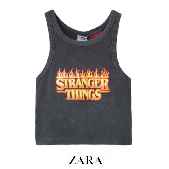 Zara Girls ‘Stranger Things’ Graphic Cropped Tank Top Size 6 - Picture 1 of 6